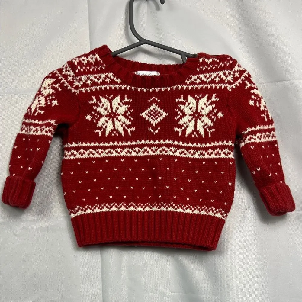 Ralph Lauren red and white snowflake fair Isle cotton sweater size 9 months